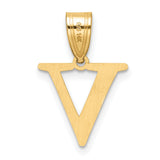 14k Yellow Gold Letter V Pendant Charm, Polished Modern Initial Jewelry for Women or Unisex Wear