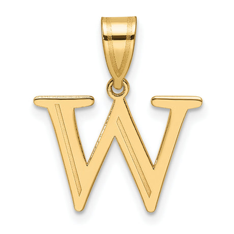 14k Yellow Gold Letter W Pendant Charm, Bold Uppercase Block Initial for Women or Unisex Wear