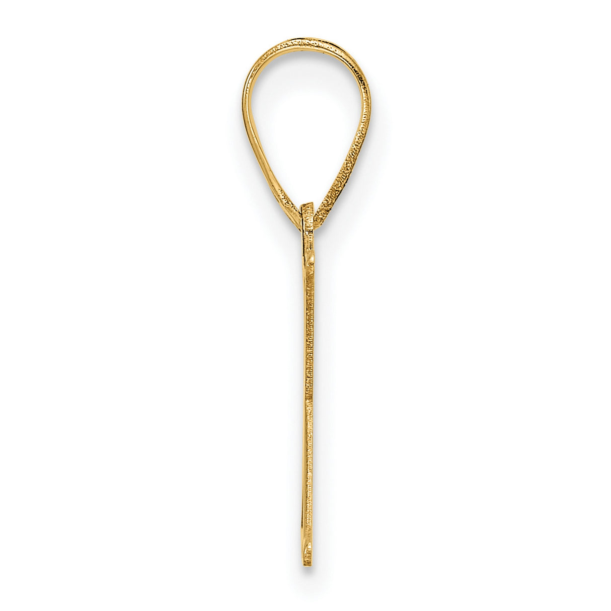 Polished Etched Letter X Initial Charm Pendant in Real 14k Yellow Gold