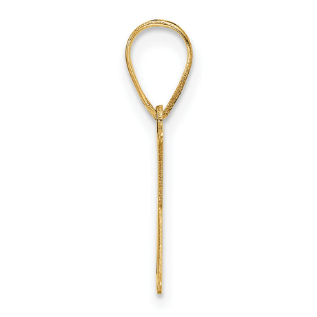 Polished Etched Letter X Initial Charm Pendant in Real 14k Yellow Gold