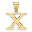 Polished Etched Letter X Initial Charm Pendant in Real 14k Yellow Gold
