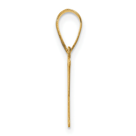 Polished Etched Letter Y Initial Charm Pendant in Real 14k Yellow Gold