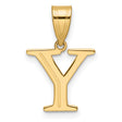 Polished Etched Letter Y Initial Charm Pendant in Real 14k Yellow Gold