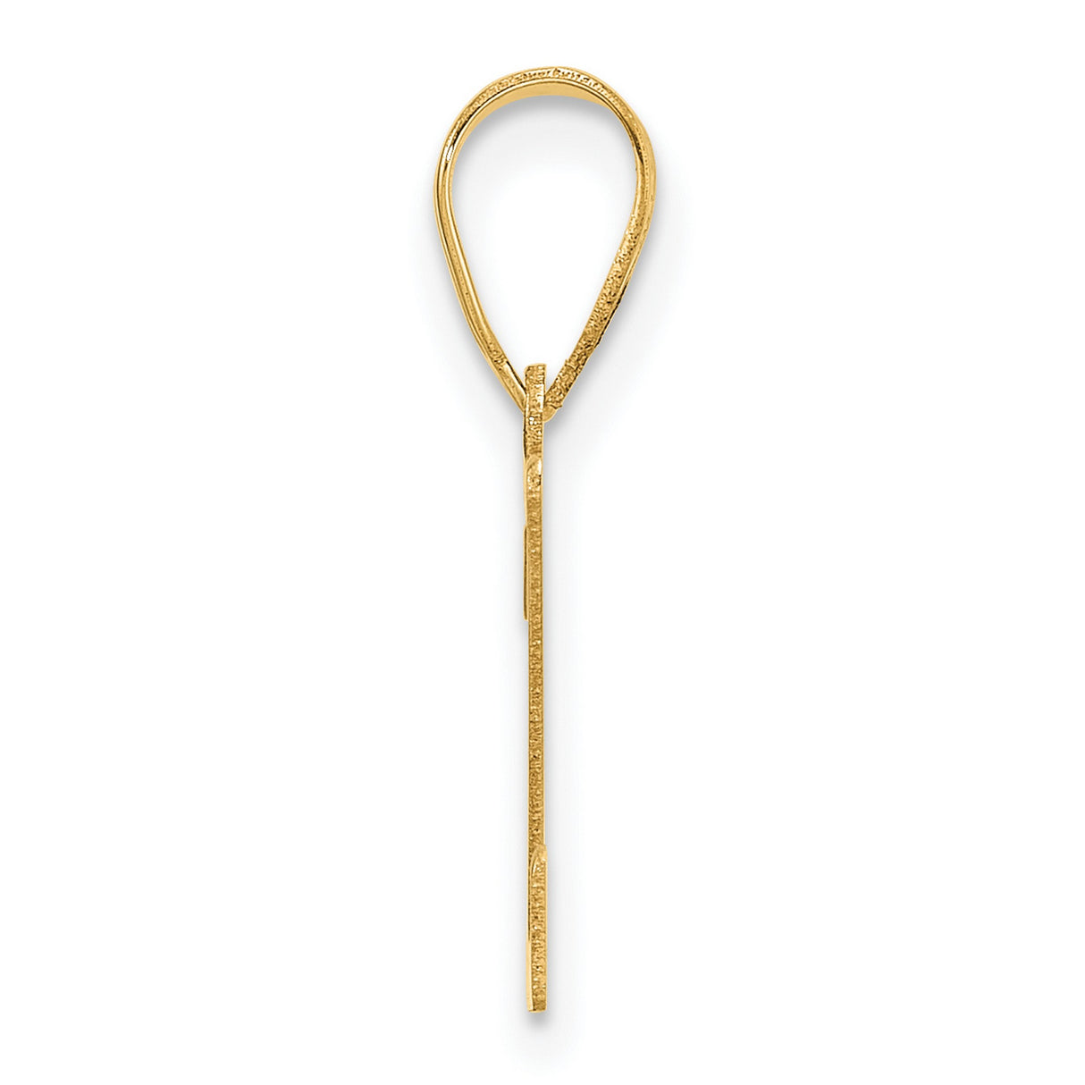 Polished Etched Letter Z Initial Charm Pendant in Real 14k Yellow Gold