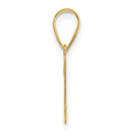 Polished Etched Letter Z Initial Charm Pendant in Real 14k Yellow Gold