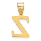 Polished Etched Letter Z Initial Charm Pendant in Real 14k Yellow Gold