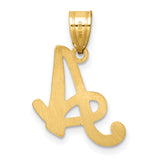 14k Yellow Gold Initial A Pendant, Script Letter Charm for Women or Unisex Wear