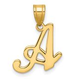 14k Yellow Gold Initial A Pendant, Script Letter Charm for Women or Unisex Wear