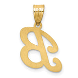 14k Yellow Gold Initial Pendant, Script Letter B Charm with Polished Finish