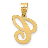 14k Yellow Gold Letter C Pendant, Script Initial Charm Jewelry for Women