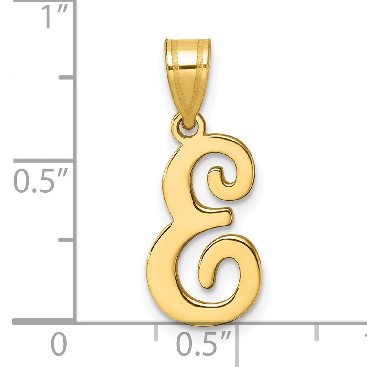 14k Yellow Gold Script Initial E Pendant, Cursive Letter Charm, Monogram Jewelry for Women
