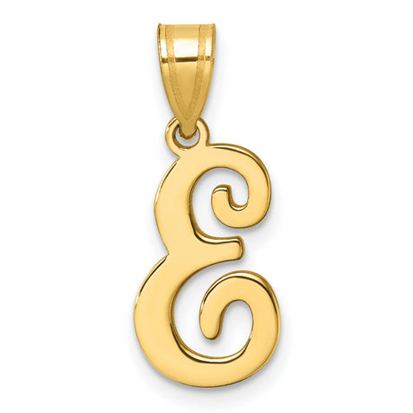 14k Yellow Gold Script Initial E Pendant, Cursive Letter Charm, Monogram Jewelry for Women