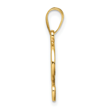 14k Yellow Gold Initial Pendant, Script Letter J Monogram Charm for Women