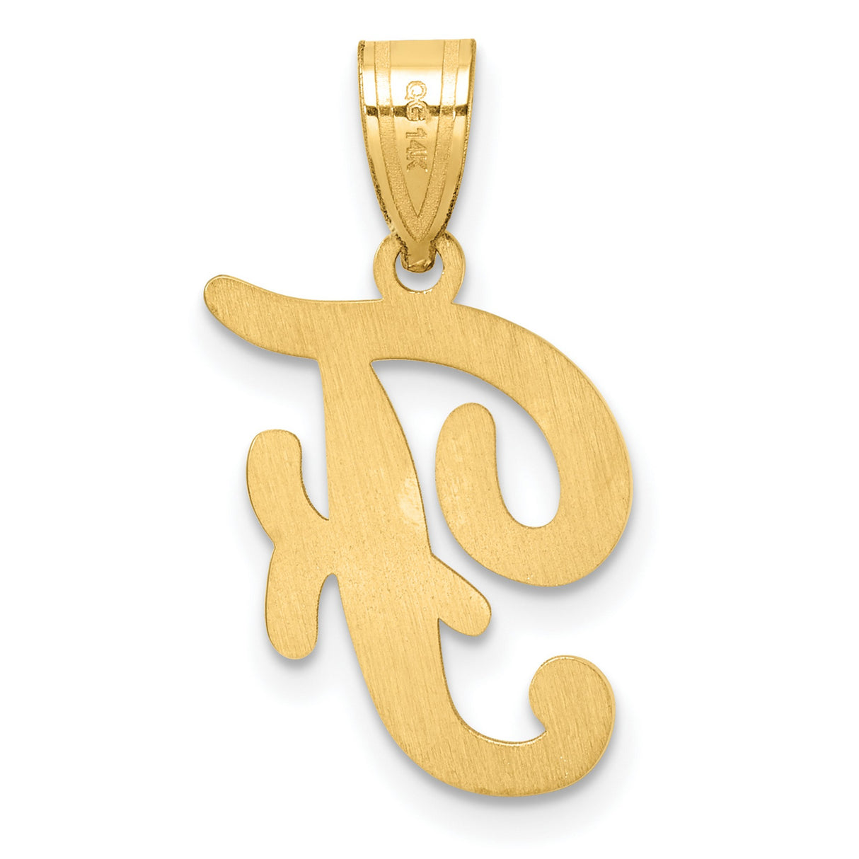 14k Yellow Gold Initial Pendant, Script Letter J Monogram Charm for Women