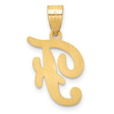 14k Yellow Gold Initial Pendant, Script Letter J Monogram Charm for Women