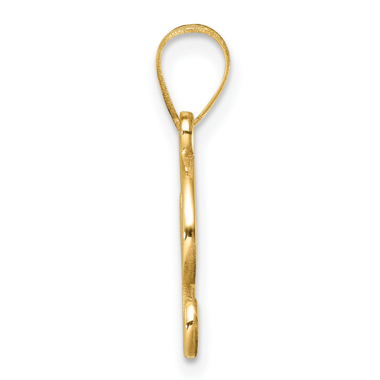 14k Yellow Gold Script Letter J Pendant, Polished Cursive Initial Charm for Women