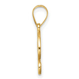 14k Yellow Gold Script Letter J Pendant, Polished Cursive Initial Charm for Women