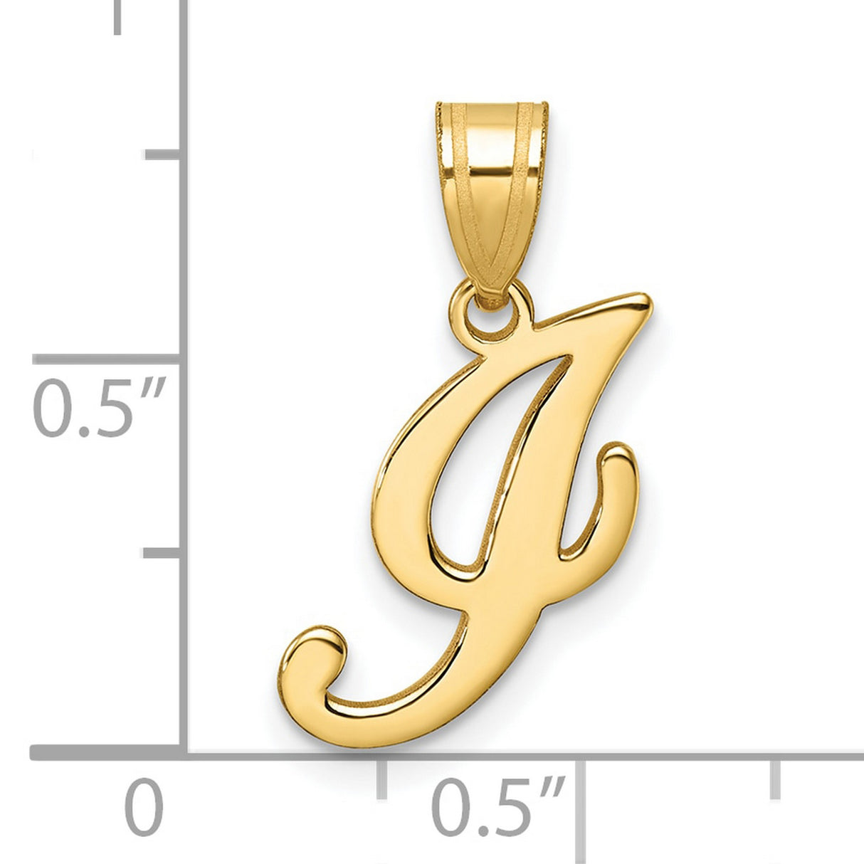 14k Yellow Gold Script Letter J Pendant, Polished Cursive Initial Charm for Women