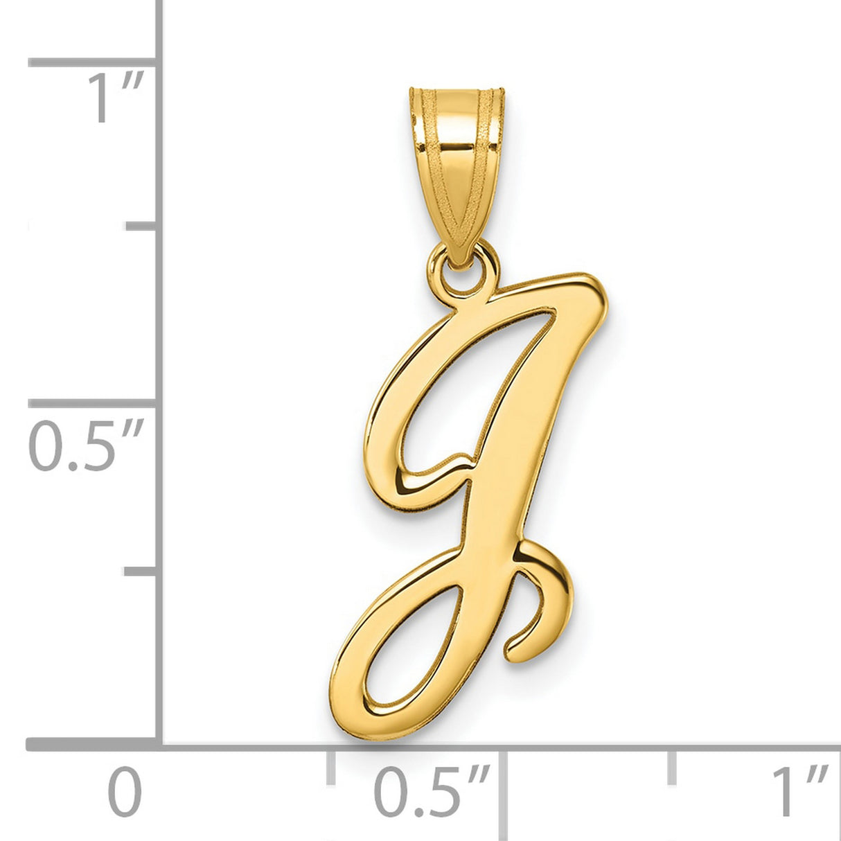 14k Yellow Gold Initial J Pendant, Script Letter Charm with Cursive Design for Women