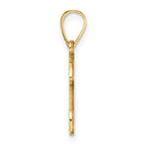 14k Yellow Gold Script Letter K Pendant, Cursive Initial Charm, Polished Finish for Women