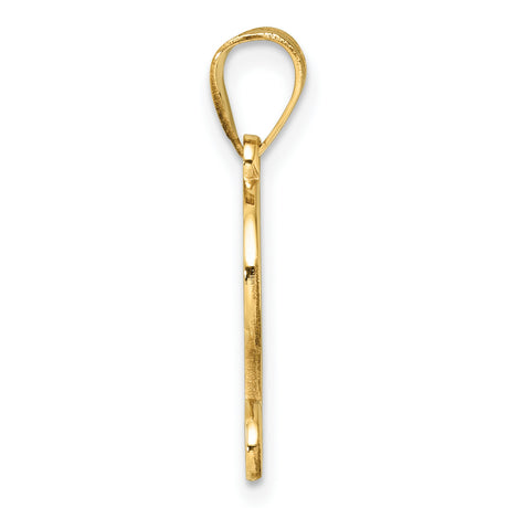 14k Yellow Gold Script Letter L Pendant, Cursive Alphabet Charm for Women