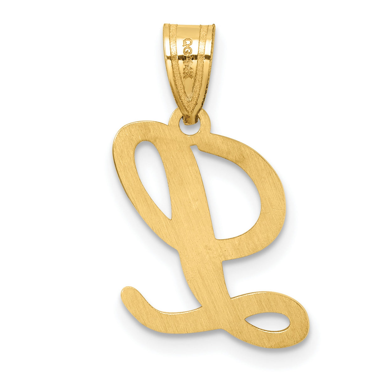 14k Yellow Gold Script Letter L Pendant, Cursive Alphabet Charm for Women