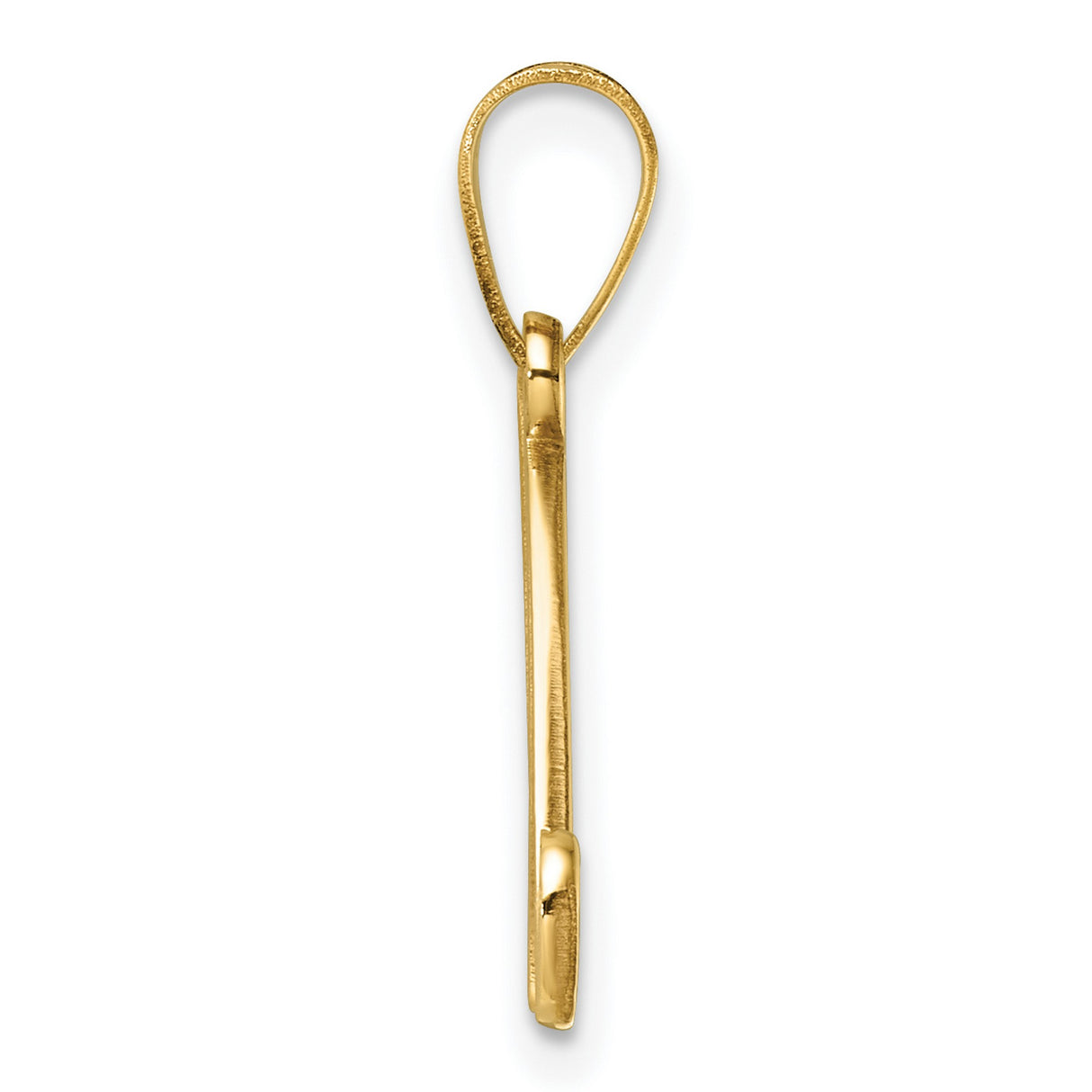 14k Yellow Gold Script Letter N Pendant, Polished Cursive Initial Charm for Women