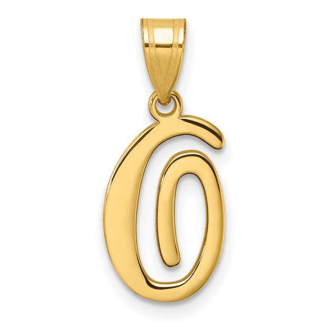 14k Yellow Gold Script Letter G Pendant, Polished Cursive Initial Charm for Women