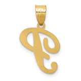 Script Letter P Initial Charm Pendant in Real 14k Yellow Gold