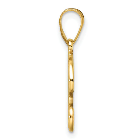 14k Yellow Gold Script Letter R Pendant, Polished Initial Charm, Unisex Jewelry