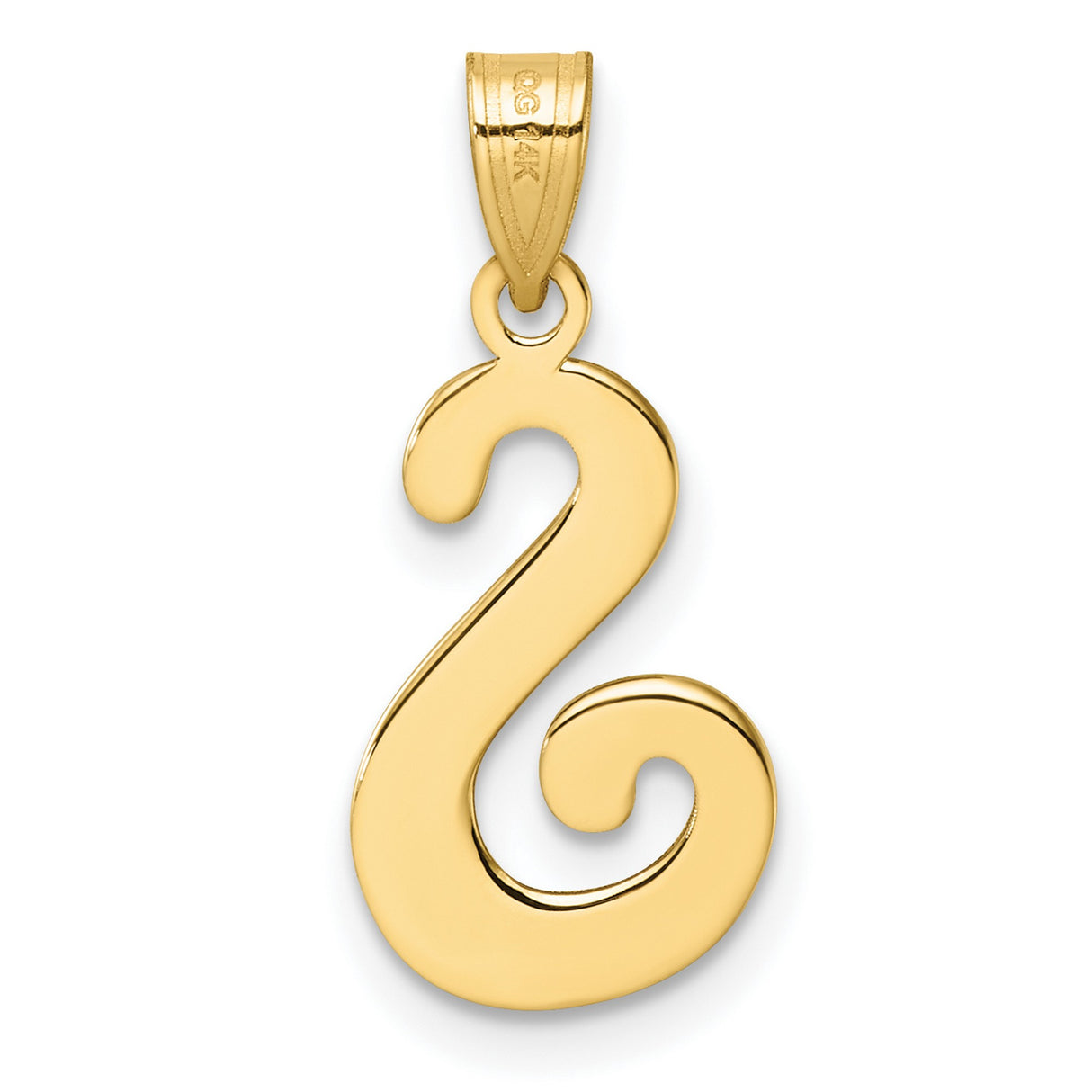 14k Yellow Gold Script Letter S Pendant Charm, Polished Alphabet Jewelry, Custom Initial Charm