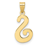 14k Yellow Gold Script Letter S Pendant Charm, Polished Alphabet Jewelry, Custom Initial Charm