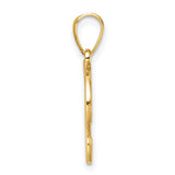 14k Yellow Gold Initial J Pendant, Polished Script Letter Charm for Women