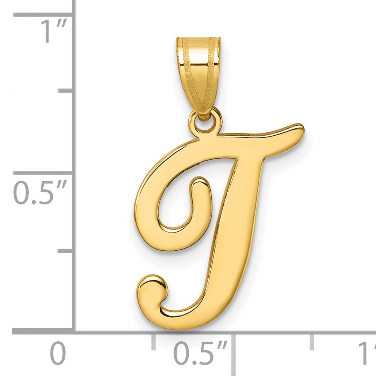 14k Yellow Gold Initial J Pendant, Polished Script Letter Charm for Women