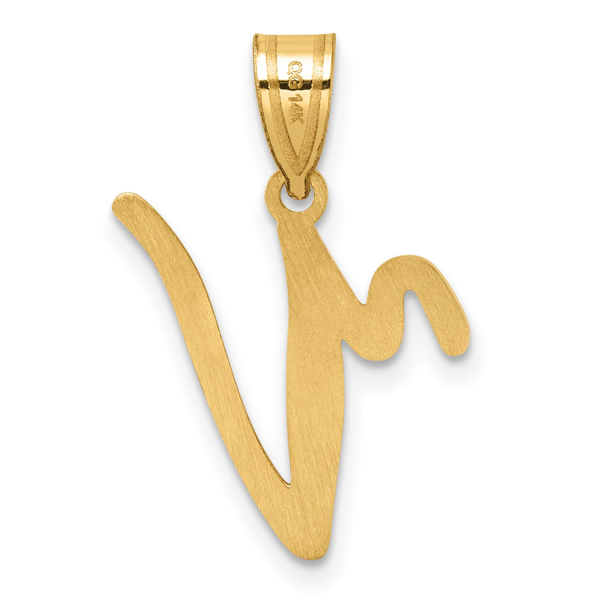 14k Yellow Gold Initial N Pendant, Script Letter Charm, Cursive Monogram Jewelry for Women