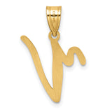 14k Yellow Gold Initial N Pendant, Script Letter Charm, Cursive Monogram Jewelry for Women