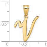14k Yellow Gold Initial N Pendant, Script Letter Charm, Cursive Monogram Jewelry for Women
