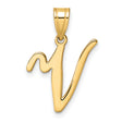 14k Yellow Gold Initial N Pendant, Script Letter Charm, Cursive Monogram Jewelry for Women