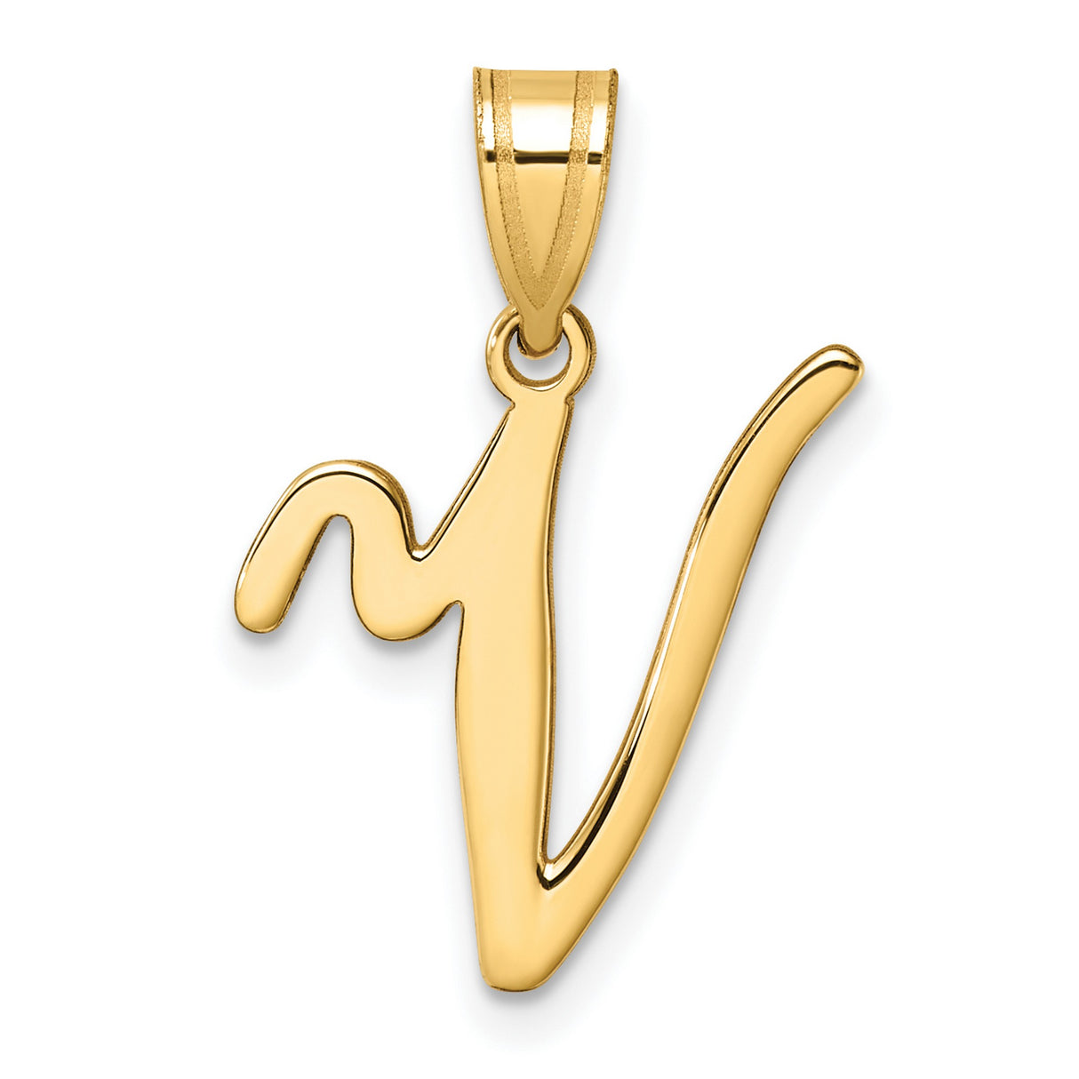 14k Yellow Gold Initial N Pendant, Script Letter Charm, Cursive Monogram Jewelry for Women