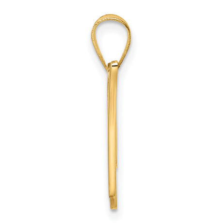 14k Yellow Gold Script Initial Pendant, Letter W, Dainty Monogram Charm for Women or Unisex Wear