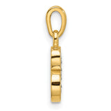 14k Multi-Tone Gold Letter B Pendant with Diamond-Cut Texture and White Detail