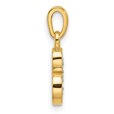 14k Multi-Tone Gold Letter B Pendant with Diamond-Cut Texture and White Detail