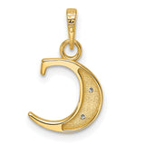 14k Multi-Tone Gold Letter C Pendant, Diamond-Cut Textured Initial Charm with Rhodium Finish