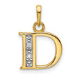 14k Multi-Tone Gold Letter D Pendant with Diamond Cut Detailing and Textured Accent