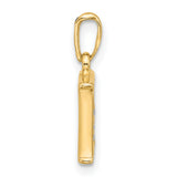 14k Two-Tone Gold Letter E Pendant with Diamond-Cut Accents, Textured Alphabet Charm