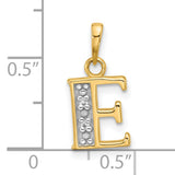 14k Two-Tone Gold Letter E Pendant with Diamond-Cut Accents, Textured Alphabet Charm