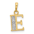 14k Two-Tone Gold Letter E Pendant with Diamond-Cut Accents, Textured Alphabet Charm