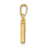 14k Two-Tone Gold Letter F Pendant with Diamond, Textured Alphabet Charm for Women