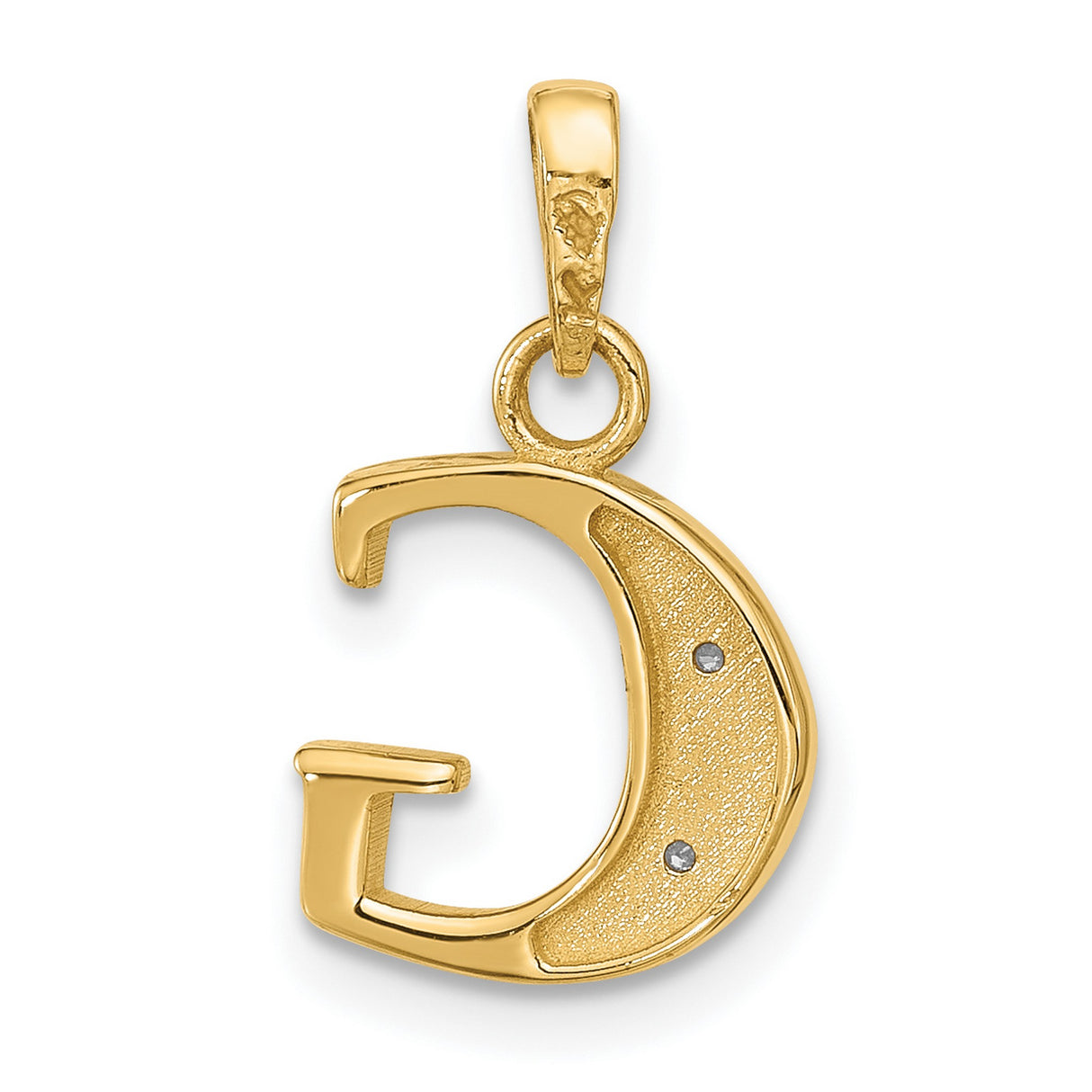 Diamond Letter G Initial Charm Pendant in Real 14k Multi-Tone Gold