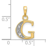 Diamond Letter G Initial Charm Pendant in Real 14k Multi-Tone Gold